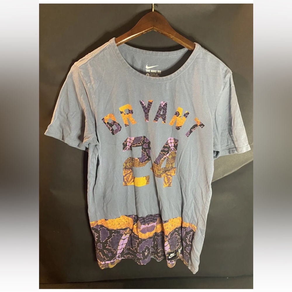 Nike Kobe Bryant 24 Snakeskin Small S Black Mamba Slate Blue Tshirt 644564-494